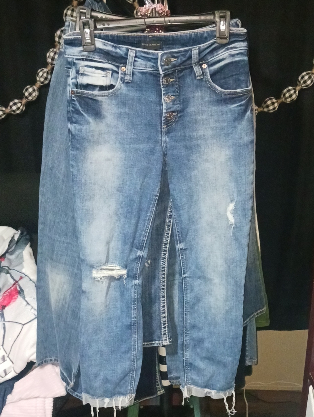 Silver Jeans Medium Wash Distressed Button-Fly Jeans